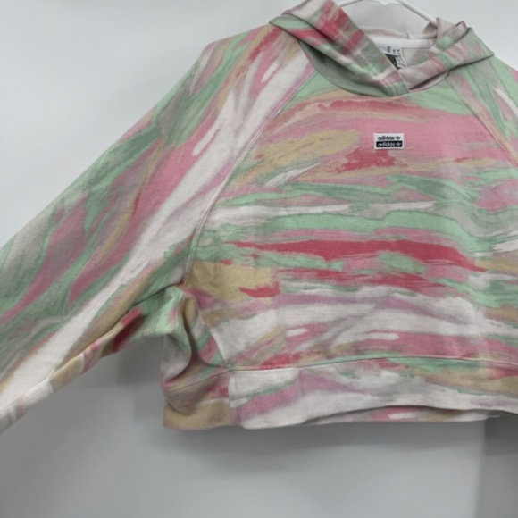 Adidas Hoodie Women Small Multicolor Tie Dye Cropped Lightweight Oversized Relax - Picture 2 of 9
